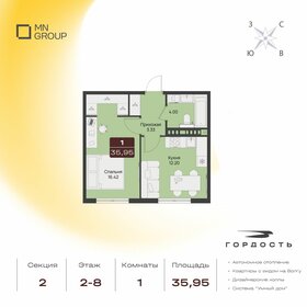 Квартира 36 м², 1-комнатная - изображение 1