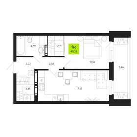 Квартира 49,2 м², 1-комнатная - изображение 1