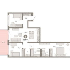 Квартира 96,5 м², 3-комнатная - изображение 3