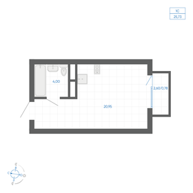 Квартира 25,7 м², студия - изображение 1