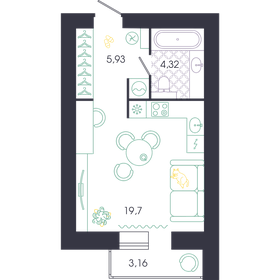 Квартира 31,5 м², студия - изображение 1