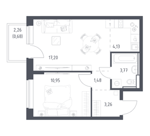 Квартира 41,5 м², 1-комнатная - изображение 1