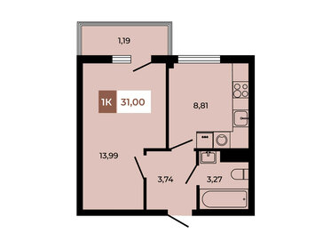 Квартира 31 м², 1-комнатная - изображение 1