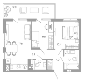 Квартира 62,8 м², 2-комнатная - изображение 1
