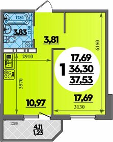 Квартира 37,5 м², 1-комнатная - изображение 1