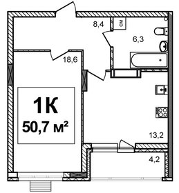 Квартира 50,7 м², 1-комнатная - изображение 1