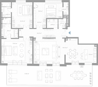 Квартира 192,7 м², 3-комнатная - изображение 2