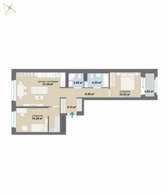 Квартира 66,7 м², 2-комнатная - изображение 1