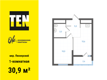 Квартира 30,9 м², 1-комнатная - изображение 1