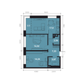 Квартира 62,6 м², 3-комнатная - изображение 1
