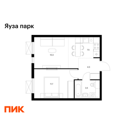 Квартира 37,3 м², 1-комнатная - изображение 1