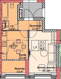Квартира 38 м², 1-комнатная - изображение 1