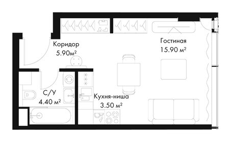 Квартира 29,7 м², студия - изображение 2