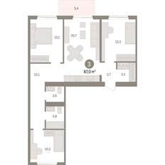 Квартира 87 м², 3-комнатная - изображение 3