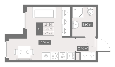 Квартира 23 м², студия - изображение 1