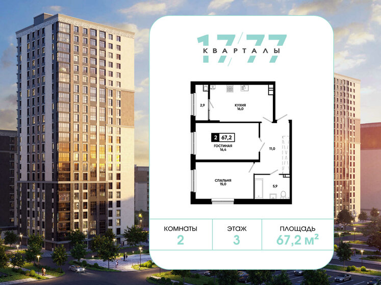 68 м², 2-комнатная квартира 5 670 000 ₽ - изображение 49