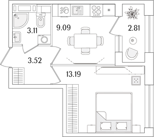 Квартира 30,3 м², 1-комнатная - изображение 1