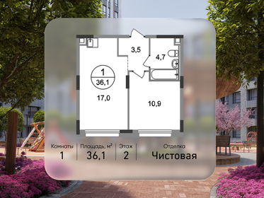 Квартира 36,1 м², 1-комнатная - изображение 1