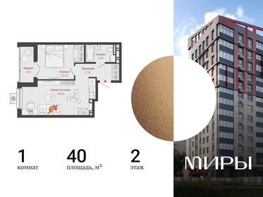 Квартира 40 м², 1-комнатная - изображение 1