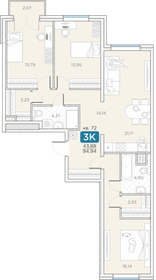 Квартира 94,9 м², 3-комнатная - изображение 1