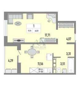 Квартира 42,3 м², 1-комнатная - изображение 1