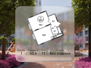 Квартира 40,4 м², 1-комнатная - изображение 1