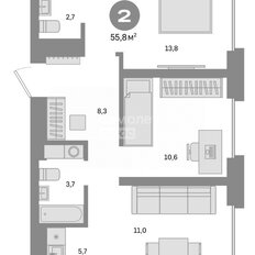 Квартира 55,8 м², 3-комнатная - изображение 2