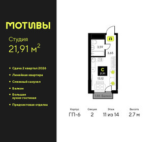 Квартира 21,9 м², студия - изображение 1