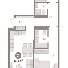 Квартира 69,7 м², 2-комнатная - изображение 3