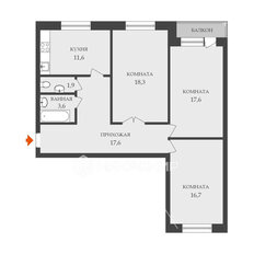 Квартира 87,3 м², 3-комнатная - изображение 2