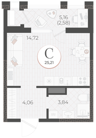 Квартира 25,2 м², студия - изображение 1