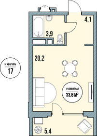 Квартира 33,6 м², студия - изображение 2