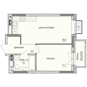 Квартира 39 м², 1-комнатная - изображение 1