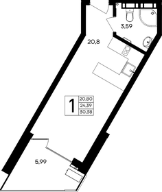 Квартира 30,4 м², 1-комнатные - изображение 1