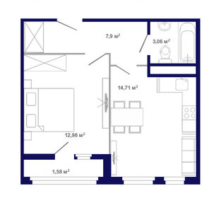 Квартира 40,9 м², 1-комнатная - изображение 1