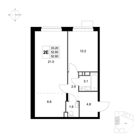 Квартира 52,6 м², 2-комнатная - изображение 1