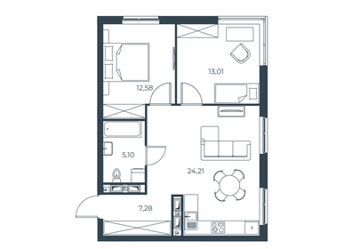 Квартира 62,2 м², 2-комнатная - изображение 1