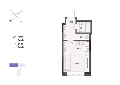Квартира 24,7 м², студия - изображение 1