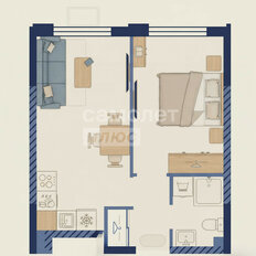 Квартира 34,7 м², 2-комнатная - изображение 1