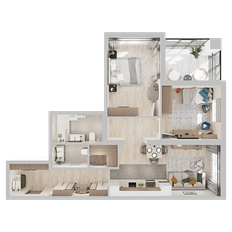 Квартира 65,2 м², 2-комнатная - изображение 2