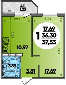 Квартира 37,5 м², 1-комнатная - изображение 1