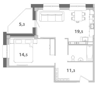 Квартира 52,8 м², 2-комнатная - изображение 1
