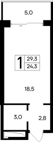 Квартира 29,3 м², 1-комнатные - изображение 1