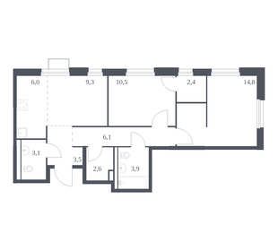 Квартира 62,2 м², 2-комнатная - изображение 1