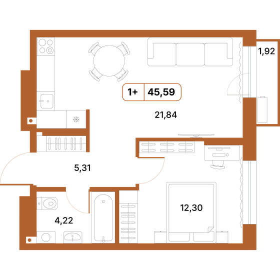 34,2 м², квартира-студия 3 890 000 ₽ - изображение 15