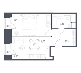 Квартира 44,1 м², 1-комнатные - изображение 1