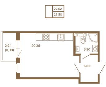 Квартира 28,5 м², студия - изображение 1