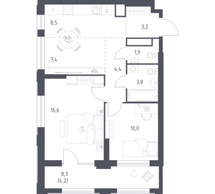Квартира 60 м², 2-комнатная - изображение 1