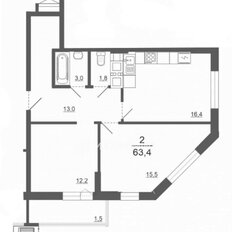 Квартира 66,9 м², 2-комнатная - изображение 1