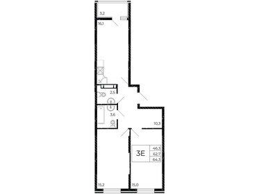 Квартира 64,3 м², 3-комнатная - изображение 1